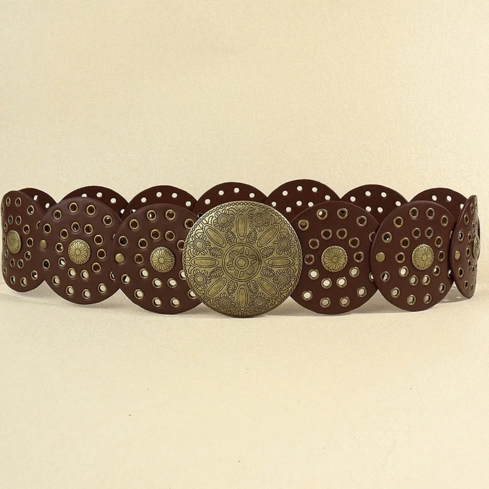 Bohemian Embroidered Disc Leather Belt - Picture 1 of 3